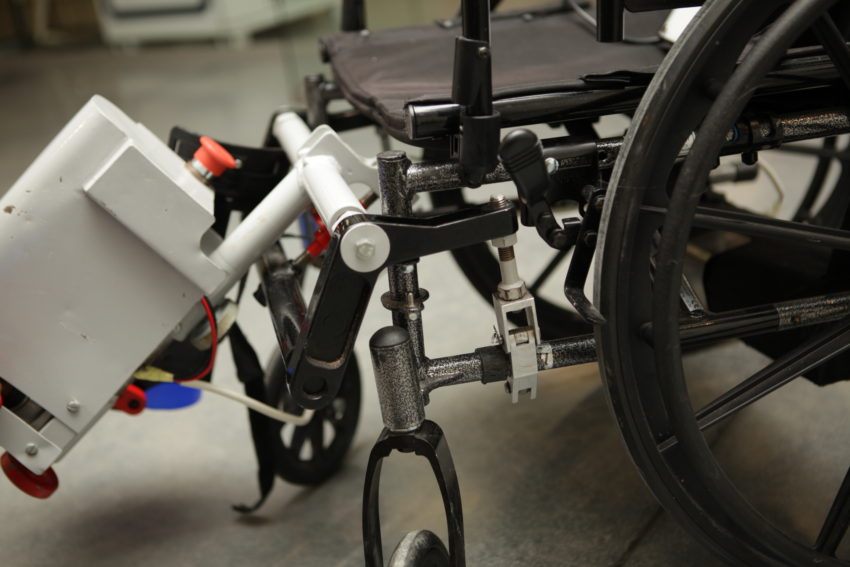 Close-up of LegMaker prototype attachment hardware