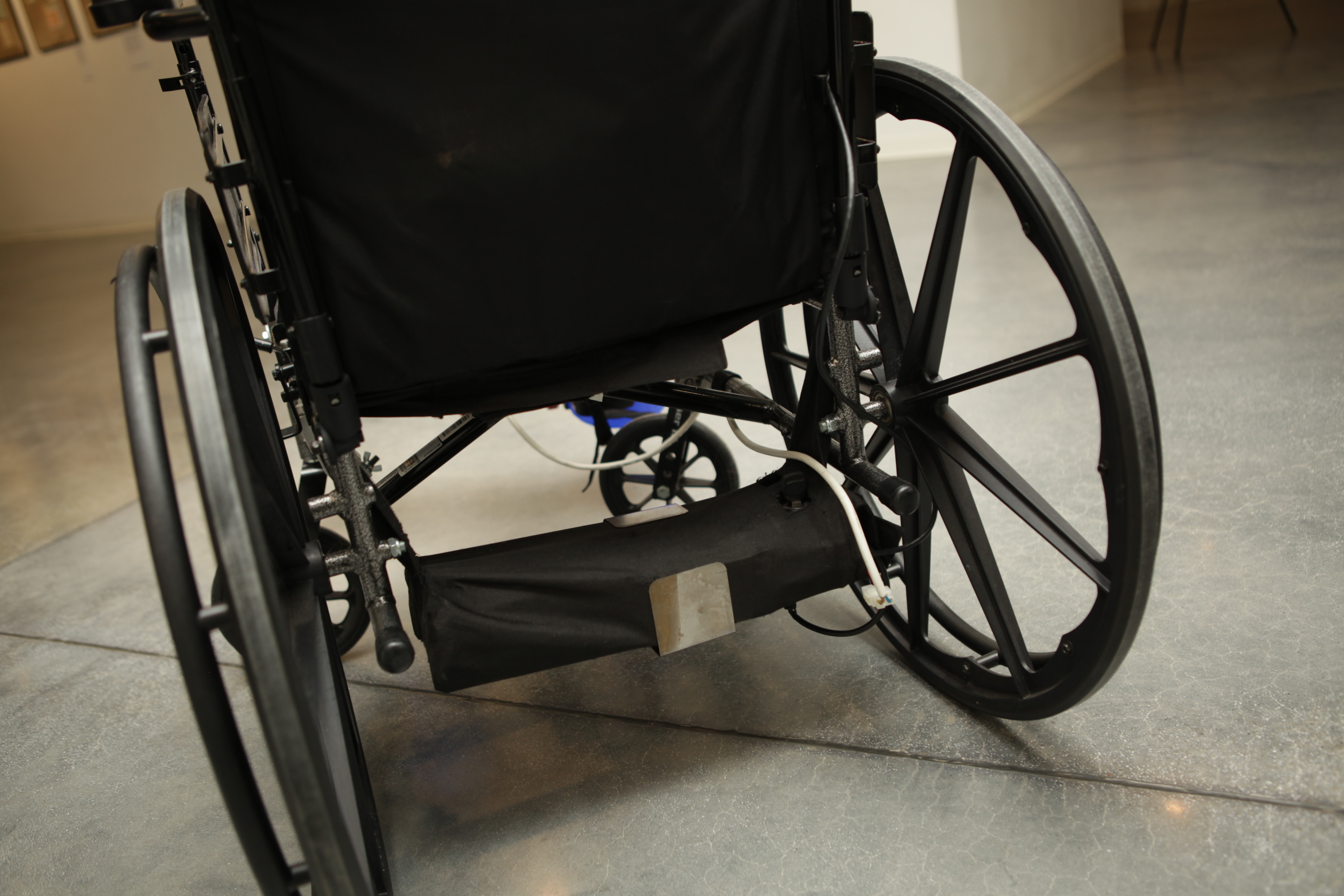 LegMaker development prototype attached to a manual wheelchair