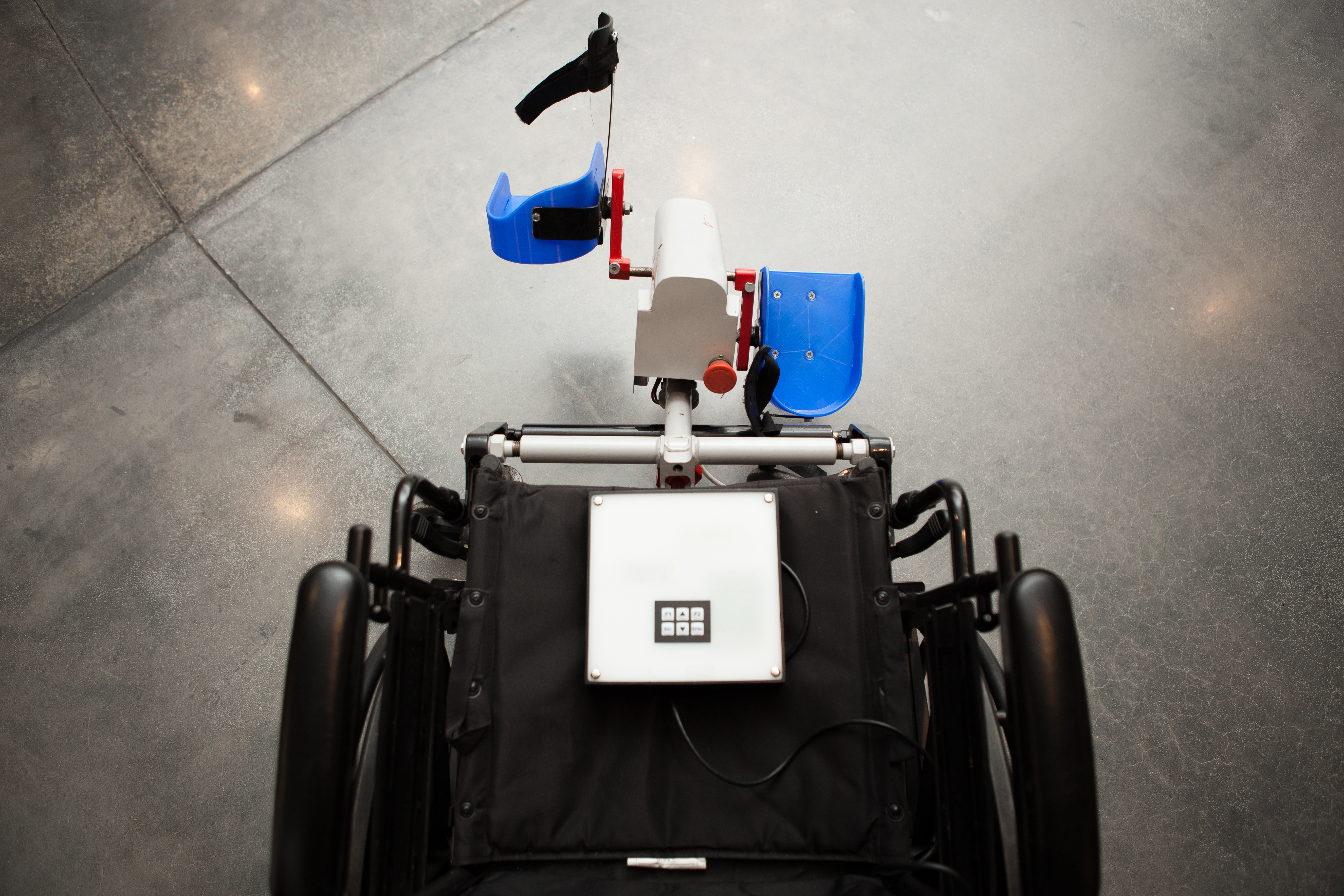 LegMaker lower-limb exercise prototype on a manual wheelchair